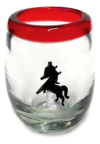 Set 6 Shot Tequilero Barril Con Borde Color Y Caballo Negro