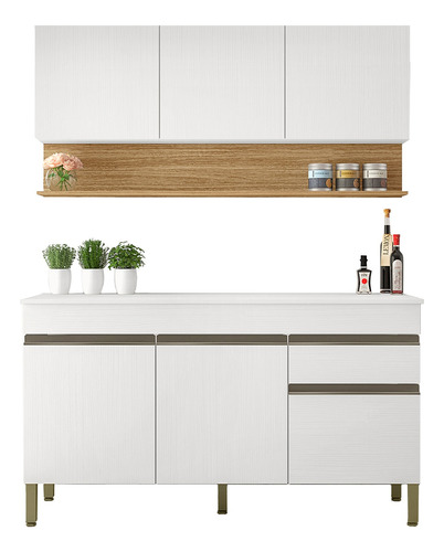 Cocina 120cm Margarita 6p Blanco Supremo/maderado Natural