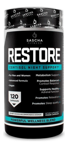 Suplemento en cápsula Sascha Fitness  RESTORE magnesio en pote 120 un