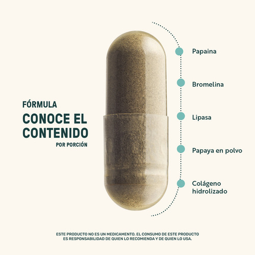 Suplemento Con Enzimas Digestivas Life360+ 120 Cápsulas Bromelina Papaína