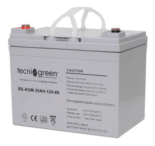 Batería Solar 12v 35ah Agm Recargable Tecnigreen