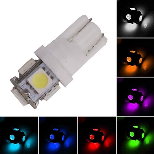 10x T10 W5w Bombilla Led 5 Smd Led Cola De Pescado Rojo