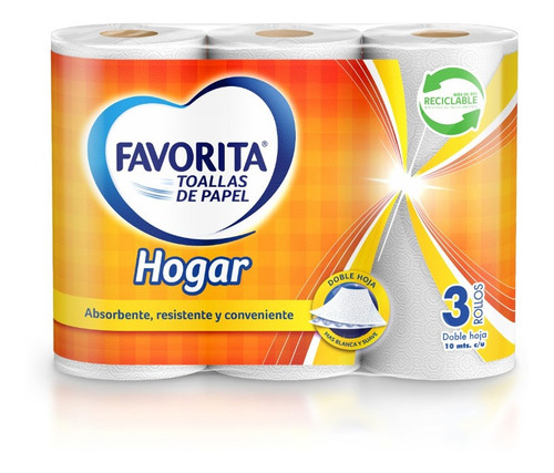 Toalla De Papel Hogar D Hoja Favorita 3*10mtr(5 Pack) Super