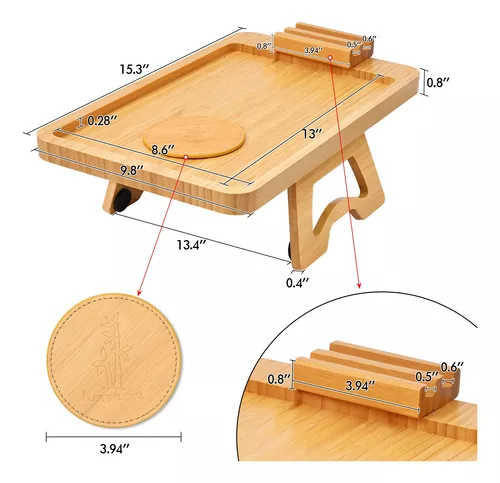  Mesa plegable con clip para el brazo del sofá, reposabrazos  plegable que ahorra espacio en la mesa, estable para aperitivos para sala  de estar (redonda) : Hogar y Cocina