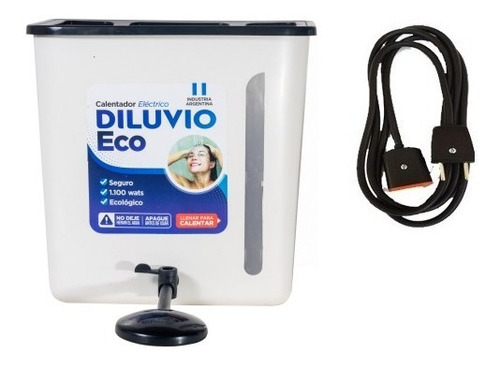 Ducha Electrica Calefon Electrico Pvc Diluvio + Cable 3 Mts