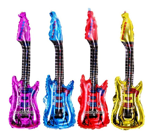 10 Guitarras Globos Luminosos Fiesta Eventos Led Inflables