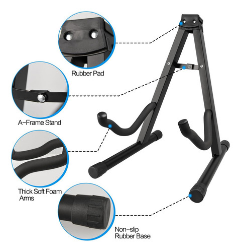 Suporte Violão De Chão Tipo Tripé Compacto Dobrável Cor Preto