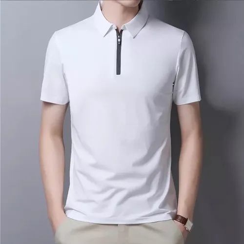U Playeras De Seda Para Hombre Con Cremallera, Camisas