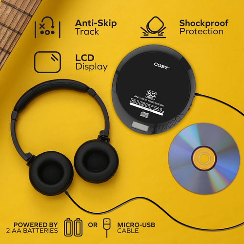 Reproductor Cd Coby Cd-191-blk, Portátil, Lcd, Recargable