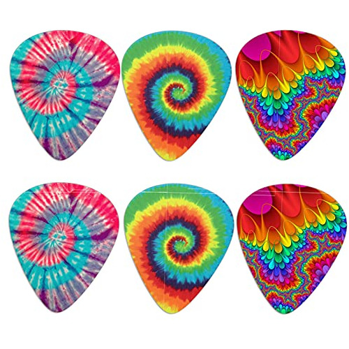 Biyejit Púas De Guitarra Tie Dye, 6 Piezas, Accesorios Color