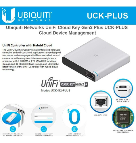 Controlador Ubiquiti Uck-g2-plus Unifi Cloud Poe Hdd 1tb 3gb