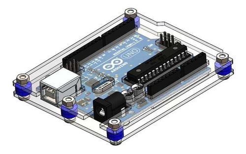 Case Caixa Arduíno Uno 2 Camadas Acrílico Transparente