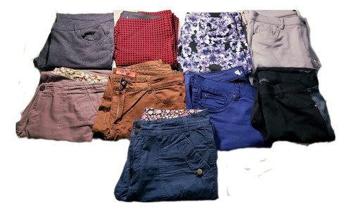 Lote De 9 Prendas Dama:pantalones/leggins.t L/42.mb Estado 