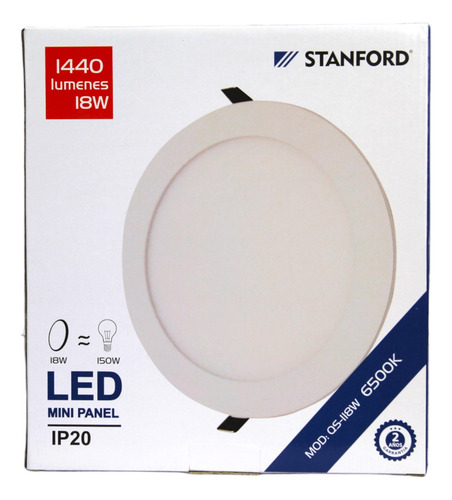 Pack 3 Foco Panel Plafón Led Embutido Redondo 18 W Luz Fría
