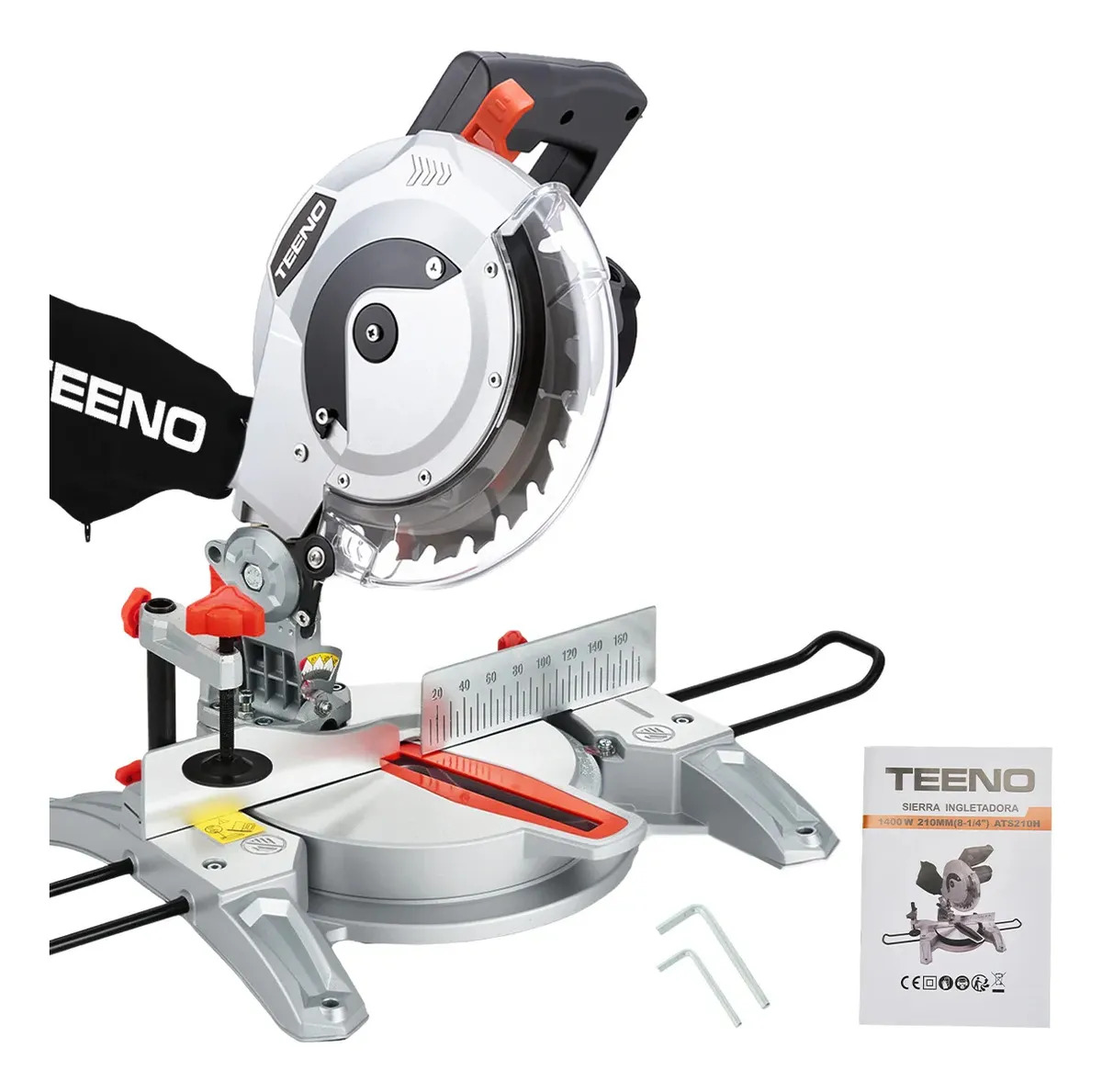 TEENO Sierra De Inglete 1800w 8 1/4 210mm 45° Y 90° Grados Para Madera MDF Molduras