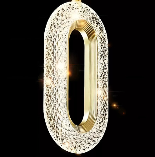 Luminária Pendente Anel De Cristal Oval Led 8w Cor Ajustável
