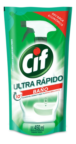 Imagen 2 de 4 de Limpiador Liquido Cif Baño Doy Pack X 450ml