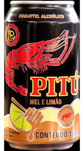 Cachaça Brasileira Pitu Sabor Mel E Limão Fardo 12 Latas