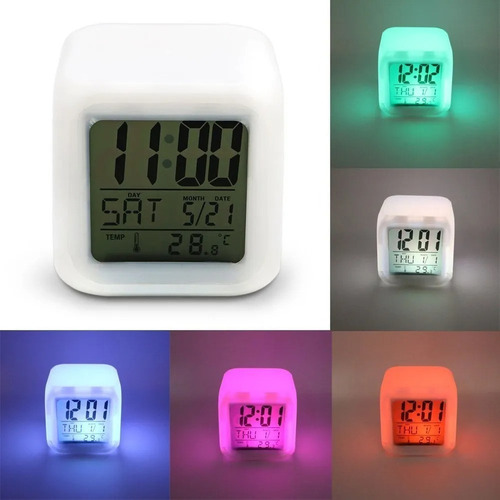 Reloj Despertador/alarma Cubo Luminoso Digital 6 Colores