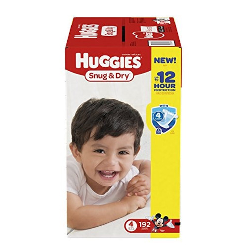 Huggies Snug & Dry Pañales, Tamaño 4, De 22-37 Lbs., Un Mes 