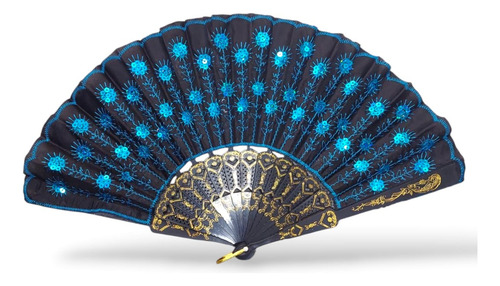 Abanico Para Bailables, Azul Esteoperol. Disfraz