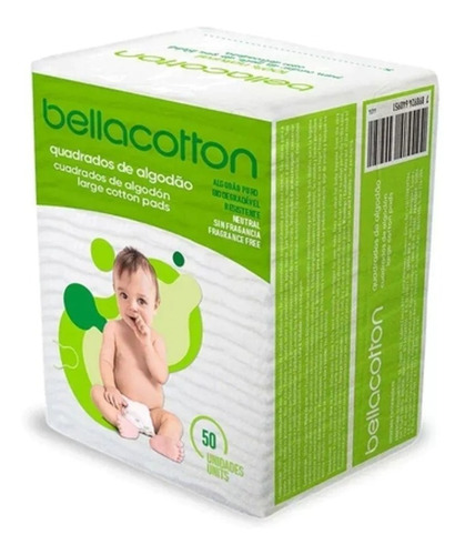 Bellacotton algodão quadrado sem perfume pacote 50 unidades