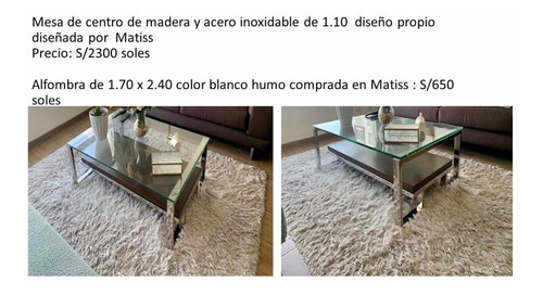 Mesa De Centro De Madera Y Acero Inoxidable