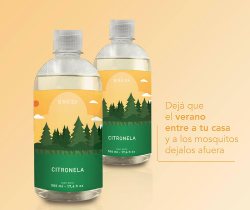 Aromatizante Ambiental Citronella Bagues X 500 Ml