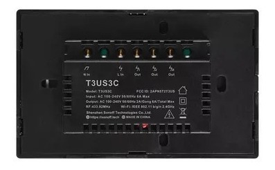 Interruptor Wi-fi Automação 3 Canais Com Rf433 Sonoff T3us3c