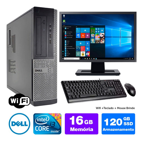 Desktop Usado Dell Optiplex Int I3 2g 16gb Ssd120 Mon17w