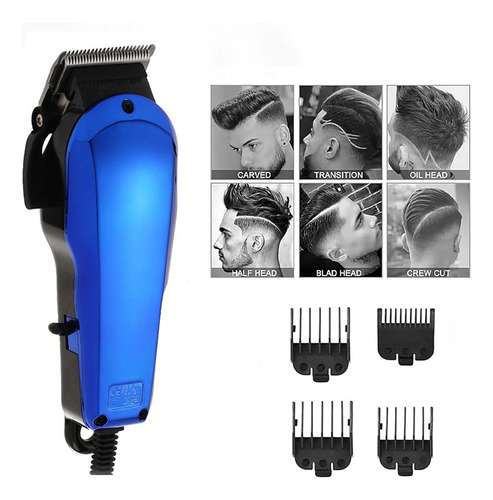 Maquina Para Cortar Cabello Pelo Cortadora De Cabello Kit Azul