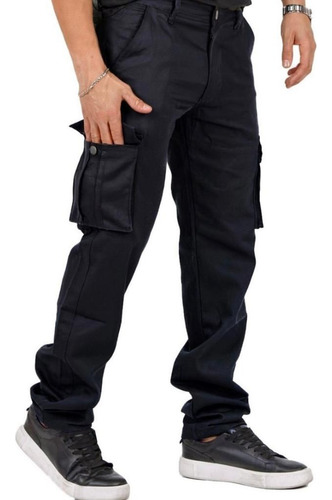 Pantalon Cargo De Trabajo Hombre Gabardina Reforzada Recto