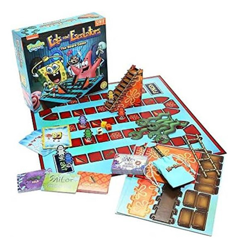 Juego De Mesa Bob Esponja, Anguilas Y Escaleras Mecánicas