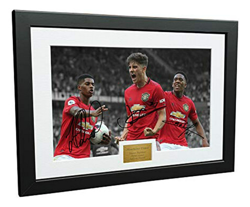 12x8 A4 Firmado Marcus Rashford Daniel James Anthony Martial