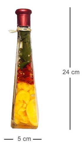 Garrafa Pimenta Decoração Vidro Conserva Triangular 24cm