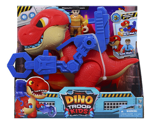 Dinosaurio T-rex Mecanizado Con Sonido + Figura Para Niños