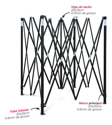 Toldo Plegable 3x3 Impermeable Fiesta Color Rojo
