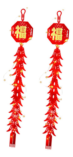 2 Piezas Led Año Nuevo Chino Colgante De Chile Personajes