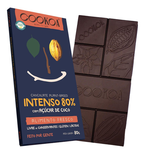 Kit 6x: Chocolate Intenso 80% Cacau Vegano Cookoa 80g
