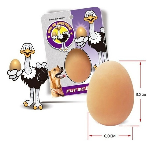 Ovo De Borracha Furacao Pet Avestruz Maciço Unico