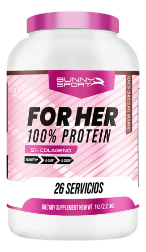 Proteína + Colágeno Hidrolizado Buny Lady 2 Kg 26 Servicios Sabor Chocolate