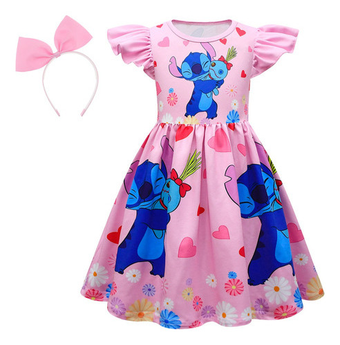 Disfraz De Princesa Verano Stitch For Niñas Vestido Fiesta De Cumpleaño Carnival Cosplay Halloween