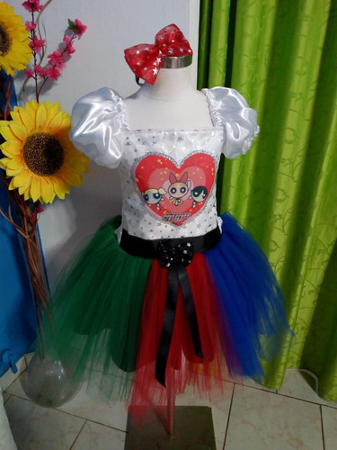 Disfraz Vestido Tutu Chicas Superpoderosas (alta Calidad) Blanco - Multicolor 10