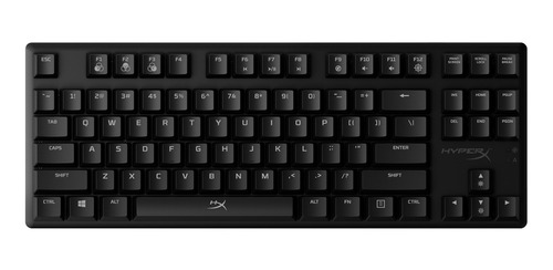 Teclado gamer HyperX Alloy Origins Core QWERTY Aqua inglés US color negro con luz RGB