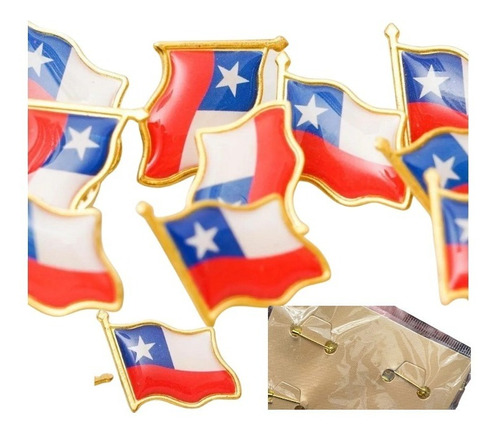 2 Piochas, Alfiler, Botones Bandera Chile 18 Fiestas Patrias