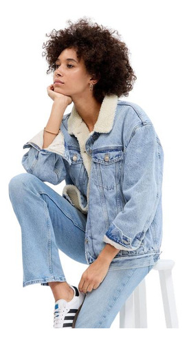 Chaqueta Mujer Gap Denim Sherpa Con Washwell Celeste