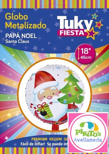 Globo Forma Redondo Papa Noel Navidad 46cm Mylar