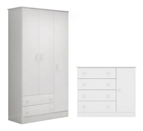 comprar Jogo De Quarto Infantil Com Guarda Roupa 3 Portas E Cômoda 