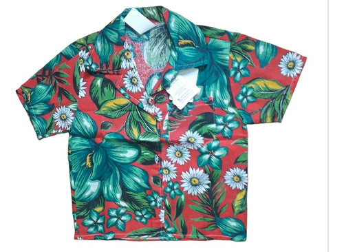 Camisa Havaiano Infantil Em Chita Floral 