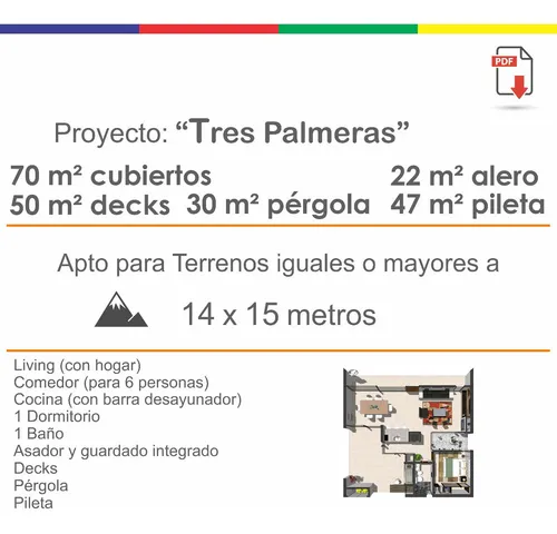 Plano De Casa Minimalista Medidas Diseño Color 70m2